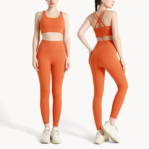 Ensembles de yoga pour femmes, réversibles, en tissu extensible solide en spandex/polyester, respirant, col en V, vêtements de sport de qualité supérieure - Product Image 1