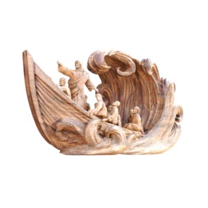 Figura de Barco Tallada a Mano en Madera, Jesús y Discípulos, Arte Religioso Coleccionable, Decoración Independiente - Product Image 2