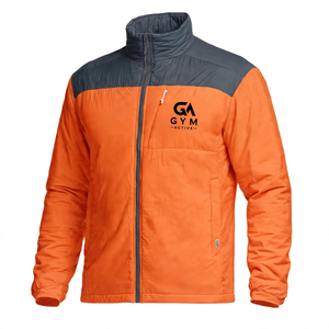 Veste Softshell Orange Décontractée Hiver GYM Active Col Montant Logo Avant Fermeture Éclair Intégrale Imperméable Écologique Anti-UV à Capuche - Product Image 1