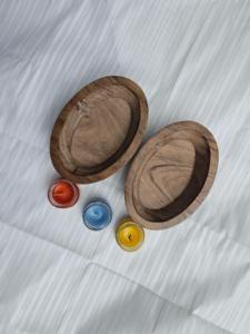 Cuencos de madera ovalados hechos a mano para velas, artesanía y curiosidades, al por mayor |   Decoración para el Hogar de Acción de Gracias, Halloween y Navidad |   OEM - Product Image 1