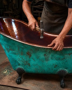 Bañera Moderna de Cobre Puro de Alta Calidad, Ecológica, Hecha a Mano, Independiente, para Baños de Lujo, Spas y Hoteles - Product Image 5