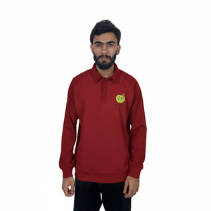 Polo homme à manches longues en coton épais 450 GSM, coupe ample classique, broderie unie, logo personnalisé, fermeture éclair. - Product Image 1
