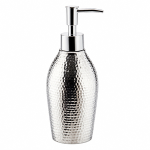 Modern Bathroom Hammered Silver <b>Soap</b> Dispenser Metal Liquid <b>Hand</b> Wash Pump Bottle <b>Refillable</b> Luxury Hotel Bathroom Accessories - Product Image 1