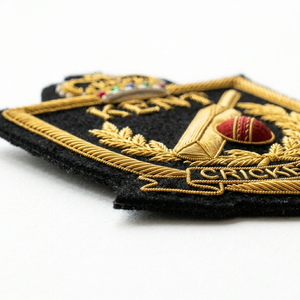 Private Label Hand Embroidered Bullion Badge Custom Cricket Sports Club Crest Gold Wire Blazer Patch Academy Emblem Bulk - Product Image 3