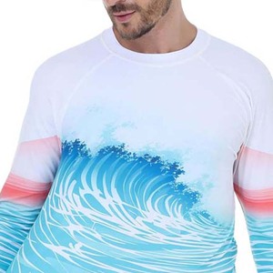 <b>Men's</b> Long Sleeve Rash Guard <b>Swim</b> Shirt With Wave Print Anti-UV Protection Full Sleeve UPF 50+ Quick Dry Polyester <b>Top</b> - Product Image 4