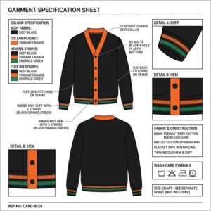 Cardigan d'hiver personnalisé de l'Université FAMU de Floride, vert et jaune, pour homme, col en V, anti-plis, boutonné, épais, manches longues - Product Image 6