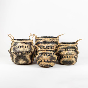 Cesta pequeña de algas marinas, cestas para el vientre de hierba marina, organizador de contenedores de rafia de paja natural - Product Image 4