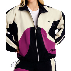 OEM Women's Color Block Tracksuit Set Lightweight Windbreaker <b>Jacket</b> Wide Leg Pants Custom Logo Streetwear Hoodies Manufacturer - Product Image 3