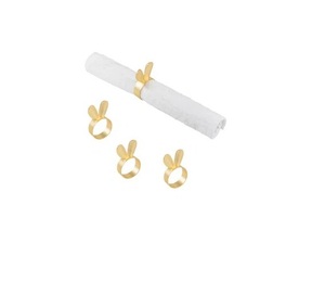 Anillos de Servilleta Modernos de Latón Dorado con Forma de Conejo, Festivos para Pascua, Decorativos, con Orejas de Animal Doradas - Product Image 1