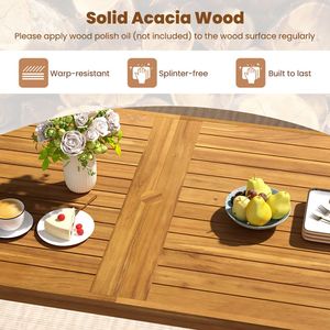 Tavolo da Pranzo Rettangolare in Legno di Acacia per 6 Persone, Arredamento da Esterno per Patio - Product Image 6