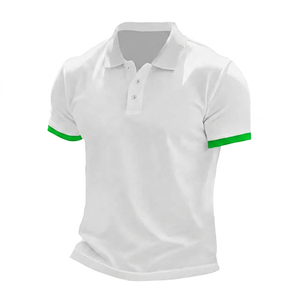 Polo de Manga Corta Blanco para Hombre con Detalle Rojo, Informal, de Algodón Transpirable, Corte Regular, Diseño de Color Sólido - Product Image 3