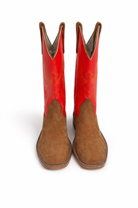 Bottes de cowboy western montantes brodées pour hommes, grandes tailles, style tendance color block, type bottes de chevalier - Product Image 2