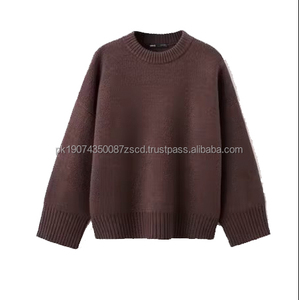 Wholesale <b>Men's</b> Acrylic Blend Plane Knit Sweater O-Neck Long Sleeve Pullover <b>Jumper</b> Charcoal <b>Brown</b> Quick Dry Breathable Winter - Product Image 1