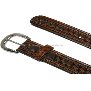 Trending Design 100% Genuine Brown Western <b>Leather</b> <b>tooling</b> belt hand carved engraving and painting <b>tooled</b> <b>leather</b> cowboy belt - Product Image 1
