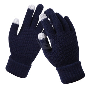 Gants chauds en tricot pour bébés filles, motif rayé bleu, en coton, coupe-vent et respirants, pour l'extérieur, collection hiver OEM - Product Image 3