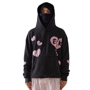 Sudadera con Capucha de Estilo Urbano con Estampado de Corazón Roto, Hombros Caídos, Ropa de Invierno, Sudadera Y2K Extra Grande, 100% Algodón, Hip Hop, Unisex - Product Image 1
