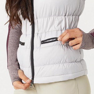 Chaleco Acolchado Ligero para Mujer, Sin Mangas, Cintura Alta, Color Sólido, Cierre de Cremallera, Gris - Product Image 5