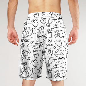 Pantalones Cortos Deportivos para Hombre con Estampado de Mancuernas, Cintura Elástica, Transpirables, para Fitness y Entrenamiento, Diseño en Blanco y Negro - Product Image 6