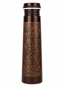 Daily Essentials Etching Floral Copper Water <b>Bottle</b> with Pyramid Shape Design | Leak Proof & Rust Resistant Copper <b>Bottle</b> - Product Image 2