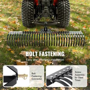 Rastrello da Giardino a 3 Punti con 32 Robuste Denti in Acciaio, Larghezza 60 Pollici, Compatibile con Trattori - Product Image 5