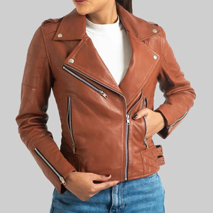 Veste en cuir décontractée pour femme, style cuir, texture douce, design léger, fermeture éclair, coupe confortable, usage quotidien, OEM - Product Image 4