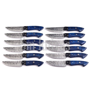 Juego de 12 Cuchillos de Caza de Acero de Damasco de Grado Industrial con Mango de Resina y Hoja Biselada de Punta Caída, OEM/ODM, Cuchillería de Cocina, Caja de Regalo - Product Image 4