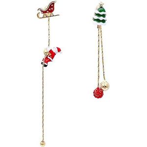 Orecchini Pendenti con Fiocco di Neve e Babbo Natale Placcati Oro per Donne, Perni in Argento Sterling, Cristalli Rossi e Zirconia Cubica, Design alla Moda - Product Image 1