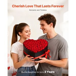 Scatola a Forma di Cuore con 50 Rose Fresche Conservate, Bouquet Immortale per Compleanno, Consegna Rapida, Regalo Perfetto - Product Image 3