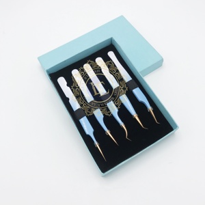 Pince à épiler pour extensions de cils en acier inoxydable de qualité supérieure, avec revêtement en poudre or rose ombré, pointe fine, manche lisse et durable - Product Image 3