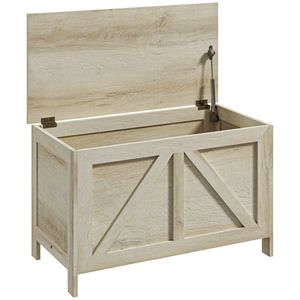 30-Liter White Farmhouse Lift Top <b>Storage</b> <b>Chest</b> Organizer Safety Hinge for Bedroom Entryway Living Room Supermarket Cabinets - Product Image 1