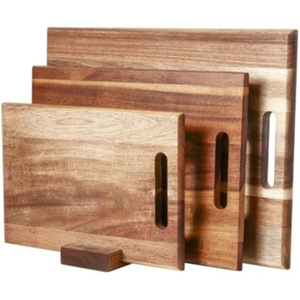 Ensemble de 3 planches à découper en bois d'acacia, design élégant, avec support, plateau en bois pour la cuisine, au meilleur prix - Product Image 1