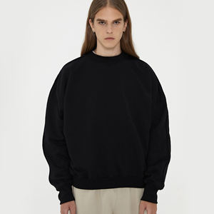 Sweat-shirts à capuche surdimensionnés pour hommes en polyester/coton doux de haute qualité, col rond, logo personnalisé, numérique, écologique, noir uni - Product Image 3