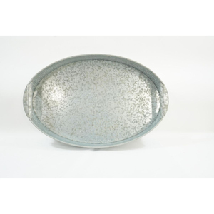 Plateau de service ovale décoratif en métal galvanisé avec poignées découpées, finition zinc, pour la maison et l'hôtellerie - Vente chaude - Product Image 6