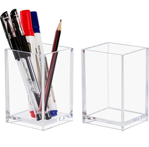 Acrylic <b>Pen</b> Holder At Cheap Price Clear High-end Luxury <b>Gift</b> Table Stand Makeup Brush Holder Square Makeup Cup Stationery Holder - Product Image 6