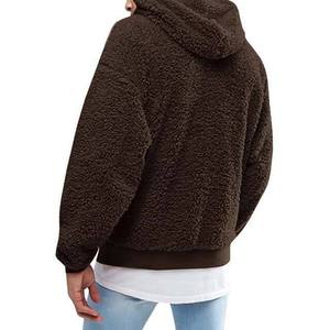 Men's Oversized Hooded Fleece Sweatshirt Solid Color Casual Pocket Design Winter Wear Regular Fit Polyester/Cotton 400g - Product Image 4