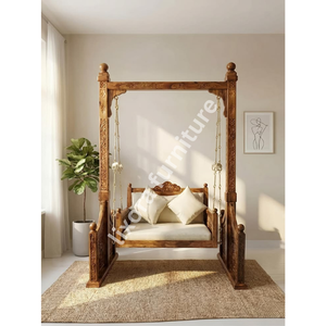 Columpio de Madera Maciza Hecho a Mano de Lujo, Diseño Tradicional, para Exteriores, Estilo Rústico, de 3 Plazas, para Decoración de Sala de Estar - Product Image 4