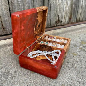 Handcrafted Eco-Friendly Wood & Resin Live Edge Jewelry <b>Box</b> <b>Keepsake</b> - Product Image 1