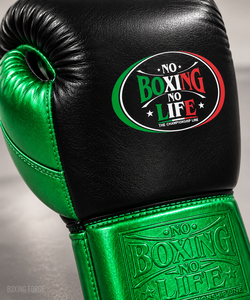 No Boxing No Life Leather Boxing Gloves <b>Lace</b>-Up Wrist Strap Breathable Customized Logo Adult Training Gear Gold White Red Green - Product Image 3