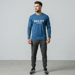 REXFIT SPORTS Camisetas Deportivas de Manga Larga para Hombre, Material de Punto Suave, Proveedor de Ropa Deportiva y Ropa Diaria OEM - Product Image 1