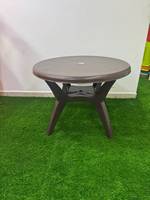 Table d'extérieur ronde moderne en plastique Anax, étanche et durable, facile à assembler pour parcs, écoles, camping, restaurants, hôtels et salons