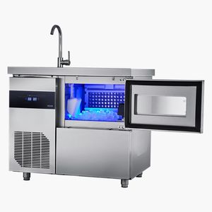 Fabbricatore di Ghiaccio Commerciale in Acciaio Inox per Cucina, 132 Libbre/24H, Piano di Lavoro in Acciaio Inox, Capacità di Stoccaggio 30 Libbre, 70 Cubetti/Ciclo - Product Image 1