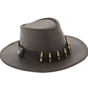 Sombrero de Vaquero Unisex de Lana con Banda de Bala, Estilo Punk, para Exteriores, Primavera y Otoño, 56-58 cm, Talla Adulto - Product Image 1