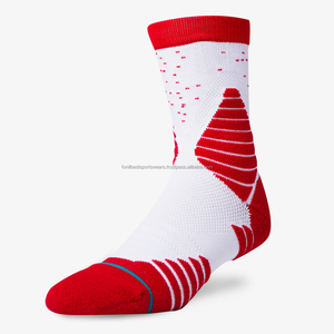<b>Women's</b> Red <b>White</b> Geometric Jacquard Ankle <b>Socks</b> Breathable Cotton Blend Sports Athletic <b>Socks</b> - Product Image 3