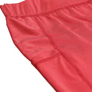 Leggings de sport pour femme, taille haute, sans couture, rouge, longueur intégrale, extensibles, respirants, en Spandex et Nylon tricoté, couleur unie - Product Image 5