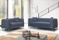 Ensemble de canapé en velours et cuir, mobilier de maison, Design de Chesterfield, pied de luxe Royal en or, tissu de salon