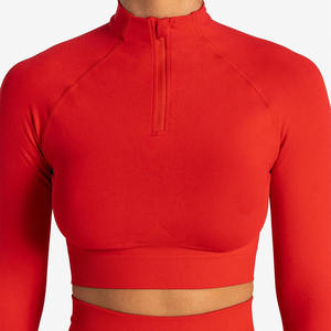 Haut court léger sans couture à manches longues pour femme, taille haute, idéal pour la gym, le fitness et le yoga - Product Image 3