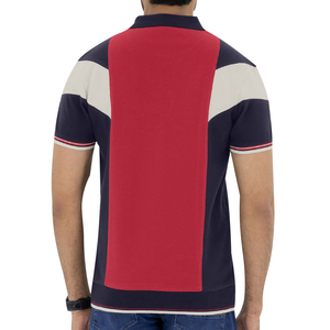 Polo à manches courtes pour homme, style preppy, coupe classique, tricoté, color-block, rouge, marine, blanc - Product Image 2