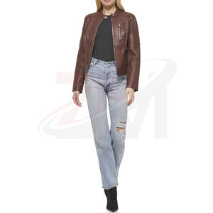 Vestes en cuir tendance couleur marron pour l'hiver, avec manches longues, pour femmes et unisexe. - Product Image 4