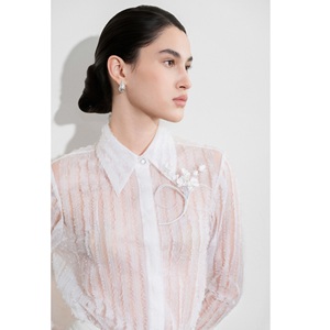 <b>Top</b> Arrival Women's Blouses Elegant SERPENTINE STRIPE BLOUSE Full Sleeve CUPRO Fabric Women's Blouses & Shirts for Spring/Summer - Product Image 1
