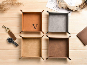 Sac de rangement luxueux en cuir véritable, plateau de chevet, boîte organisatrice de table de nuit, étui en cuir, porte-bijoux GLTY-0015 - Product Image 3